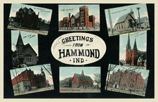 Greetings fr Hammond Hammond IN Indiana Vintage Postcard COPY picture