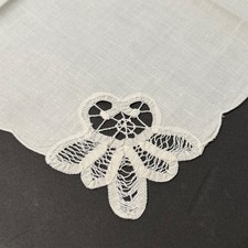 5 Vtg White Battenburg ? Lace Dinner Napkins 16