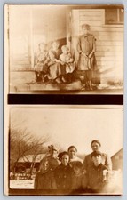 2 Families Taking a Photo Outside RPPC Real Photo Postcard picture