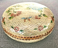 Plique-a-Jour Enamel Chinese Covered Lidded Round Trinket Box - Transparent picture
