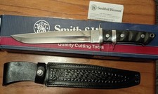 VINTAGE SMITH & WESSON CUSTOM SWLBH BUFFALO HORN SUBHILT FIGHTIN KNIFE RARE MINT picture