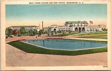 Union Station Post Office Washington Dc Linen Cancel Pm 1949 Postcard picture