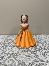 Vintage Hand Painted Ceramic Lady Figurine Mid Century Decor picture