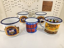 Vintage Pusser’s British Navy Rum Enamel Mugs Lot of 5 Marina Cay Painkiller picture