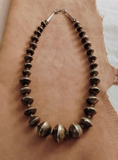 Native American Vintage Stamped Trophy Bench Bead Necklace Sterling picture