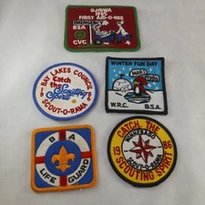 Vintage Boy Scout 80s Patch Lot (5 Patches) BSU Life Guard, Scout-O-Rama (Used) picture