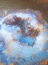 Large Blue & White Crystal Cluster in Matrix Quartz/Agate Geode Rough Specimen picture