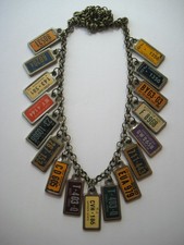 VTG Miniature DAV LICENSE PLATE Keychain Charm Necklace LOADED 40's~50's~60's picture