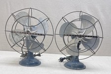 Pair Vintage Westinghouse Fans Blue 12” Bullet Teardrop Working picture