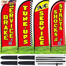 4 Pack Auto Repair Shop Feather Flag Kit Red ONLY US... picture