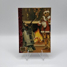 1993 Topps Star Wars Galaxy 77 Christmas Art of Star Wars Santa Threepio picture