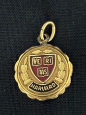 RARE 1/20 10k VINTAGE HARVARD UNIVERSITY BAND ENAMEL NECKLACE CHARM picture