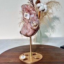 1.36LB Natural Rose Quartz Moon - Pink Purple Crystal Love Stone Healing picture