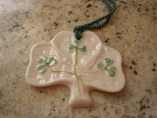 VTG BELLEEK Pottery Parian China, Irish Shamrock Clover Ornament 2007 EDITION picture