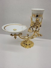 Stylebuilt Accessories Victorian 24k Gold Filigree Vanity Candle Holder. Soap... picture