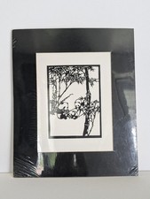 VTG Chinese Paper Cut Folk Art Black And White Pandas JIANZHI Signed picture