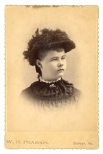 Victorian Lady in Bonnet Antique 1889 Cabinet Card Real Photo Mercer Pa 077 picture