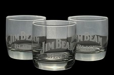 Jim Beam Black Etched Rocks Glasses Set - Heavy Base Bourbon Tumblers picture