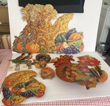 Lot 95 PIECES Vintage Die Cut 1940-1960s DENNISON Thanksgiving Fall Cardboard picture