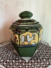 Antique Nippon Hexagonal Lidded Jar Humidor Hand Painted 1911-1921 Camel Desert picture