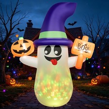 5FT Inflatable Halloween Cute Ghost with Pumpkin Blow Up Inflatables Yard Decor picture