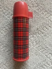 Aladdin Vintage Red Plaid Thermos 70's picture