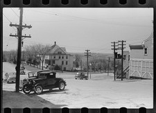 Photo:1930s Street Scene Vintage Cars Houses Utility Poles Town View picture