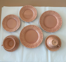 Franciscan Ware CORONADO Lot of 8-Pcs CORAL BEIGE (Glossy) Swirled Edge picture