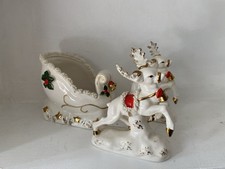 Vintage 1958 Retro Mid Century Christmas Napco spaghetti Reindeer Sleigh picture