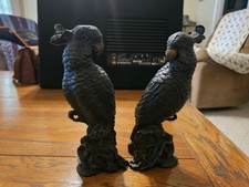 RARE Vintage Art Deco Cast Iron Cockatoo Bookends Pair - Ultra Heavy picture