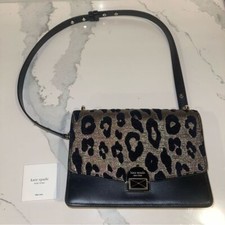 Kate Spade Neve Ocelot Medium Convertible Shoulder Crossbody Bag black gold $429 picture