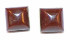 2 Brown Bakelite Buttons Puffy Squares Pillow Shape 2 Sew Thru Holes Nice #27 picture