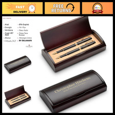 Personalized Rosewood Ballpoint Pen & Pencil Set with Custom Engraving - Perfect picture