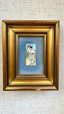 Vintage Italian Miniature Painting Naples Italy Framed Gold Souvenir Art Miniart picture
