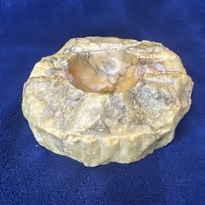 Vintage Italian Yellow Alabaster Stone Ashtray Raw Edge Handcrafted In Italy picture