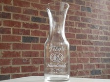 RARE TITO'S Handmade VODKA Etched GLASS CARAFE Advertising PIECE Logo picture