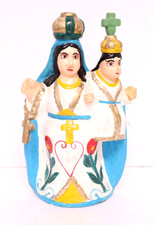 ATQ MEXICAN GUERRERO FOLK ART CARVED WOOD Saint Statue Santos Virgin Mary Jesus picture