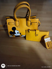 ALDO x Disney Mickey Mouse Yellow Medium Satchel Handbag w Strap & Zip Pouch picture