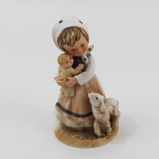 1980 Enesco Lucas All The Lord's Children Figurine E-4858 Girl W/ Baby And Lamb picture