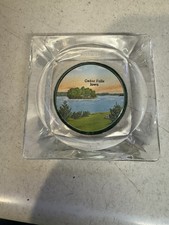Vintage Cedar Falls Iowa Glass Ashtray River Trees Scene picture