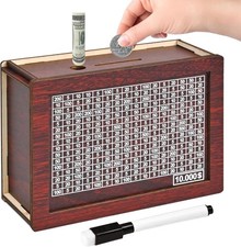 10000 Savings Challenge Box, Wooden Money Saving Piggy Bank for Adults Kids, Reu picture