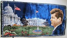 JOHN F. KENNEDY JFK TAPESTRY WALL ART RUG 1965 WHITE HOUSE CAPITOL BUILDING  picture