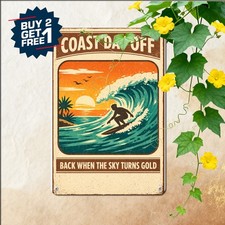 Gone Surfing Be Back Sunset Tin Sign Retro Coastal Beach Shack Metal Plaque 8x12 picture