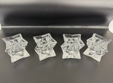 4 Vintage Lead Crysta1 12 Point Star Taper Candlestick Holders 2 in. picture