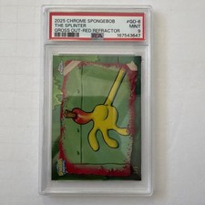 The Splinter 2025 Topps Chrome SpongeBob #GO-6 RED REFRACTOR 3/5 - PSA 9 (Pop 1) picture