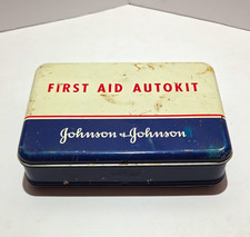 Vintage 1950s Johnson & Johnson First Aid Autokit Tin Original Contents picture