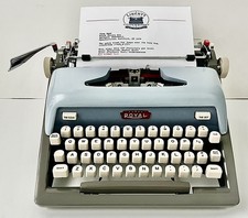 SERVICED 1958 Royal Futura 800 Typewriter – Periwinkle Blue – Pica – Case - Nice picture