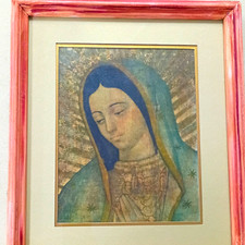Vintage 1956 Our Lady of Guadalupe / Virgen de Guadalupe Framed Facsimile picture