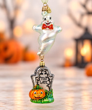 Christopher Radko Spirits Rising 2-pc Halloween Ghost Tombstone Glass 02-0068-0 picture