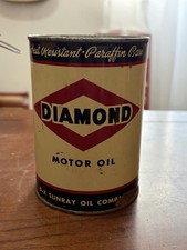 Vintage Diamond Motor Oil 1 Quart Metal Can D-X Sunray Tulsa Oklahoma Gas Oil picture